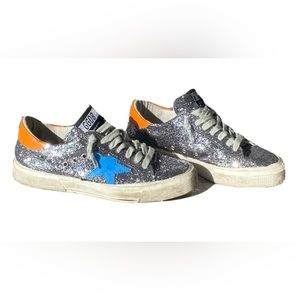 Golden Goose May Glitter Sneakers Blue Silver Sz 39.